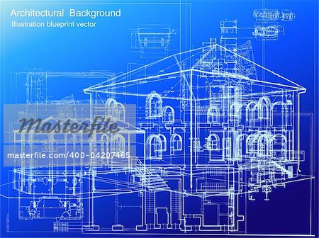 Architectural white plan blueprint background. Vector illustartion