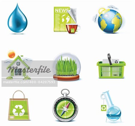 Set of the green ecology related icons