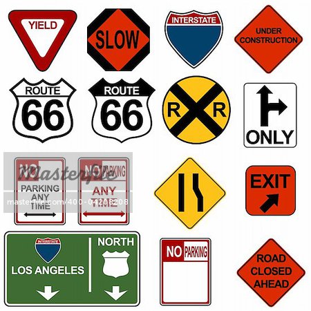 An image of a traffic signage set.
