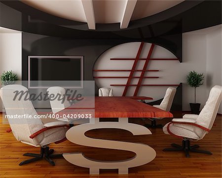 Interior of fine office (3d rendering )