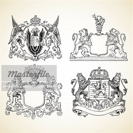 Animal crest illustrations. Easy to edit or change color.