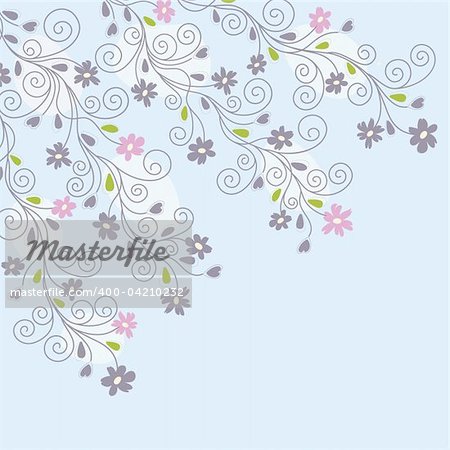 Cute light blue floral background vector illustration