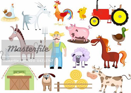 vector illustration of a farm set