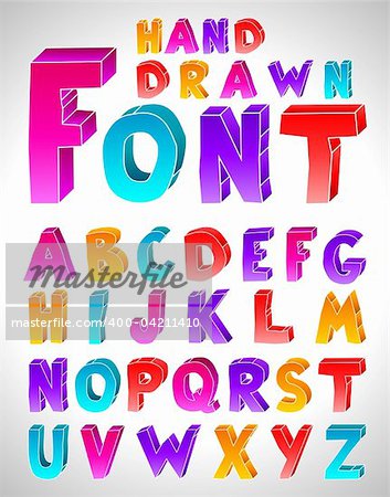Hand drawn vector font. Letters. (Numbers see in portfolio)