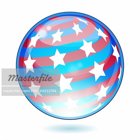 USA America shiny button flag - vector illustration. Isolated abstract object against white background.