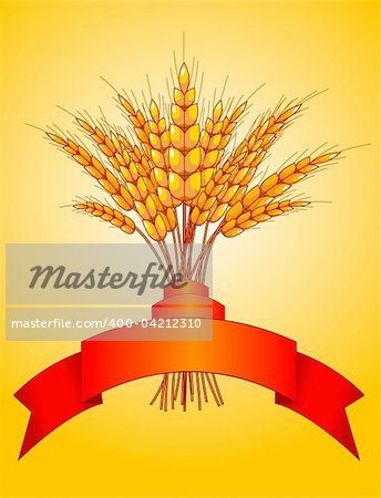 Illustration desing of ears of wheat on yellow background