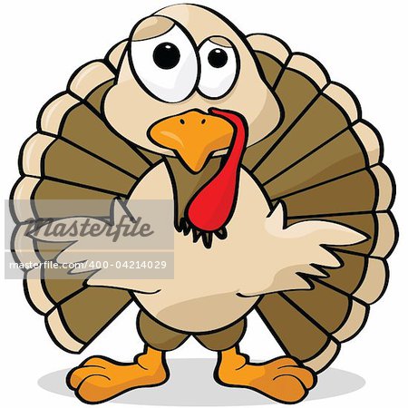 Cartoon illustration of a turkey looking sad