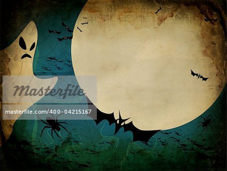 Vintage Halloween card or background in blue design. Vector also available