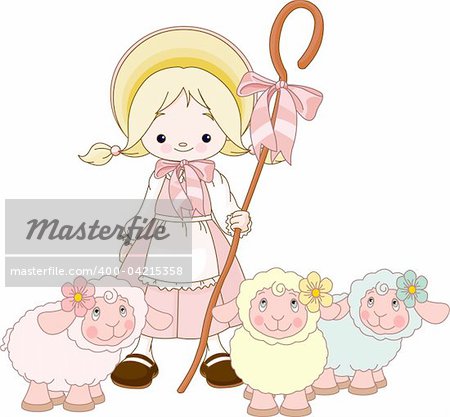 The charming shepherdess Mary herding sheep