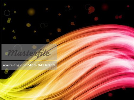 Abstract Colorful Waves on Black Background