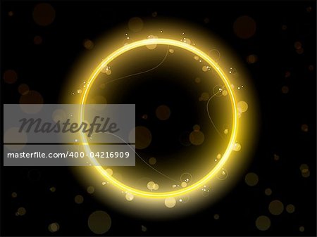 Vector - Golden Circle Border with Sparkles and Swirls.