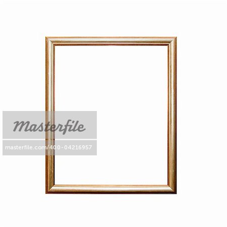 golden picture frame isolated on a white background