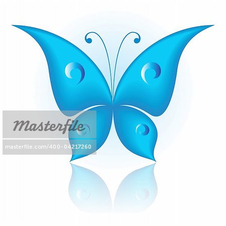 Vector illustration of blue icon simply butterfly