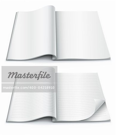 empty pages inside of magazine with wrapped corner vector illustration isolated on white background