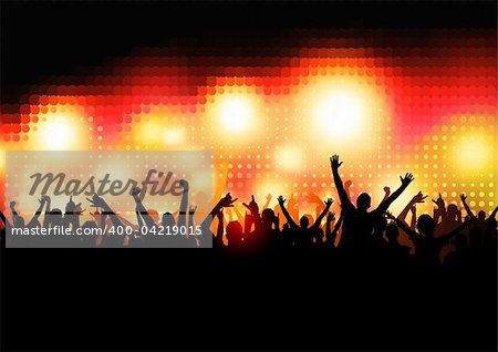 Crowd of Party People - vector background.