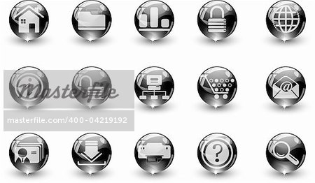 website and internet icons black crystal Series