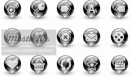 website and internet icons  black crystal Series