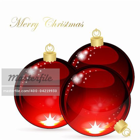 Christmas balls on white background