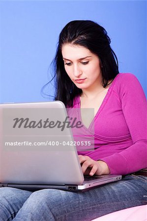 pretty woman on the computer