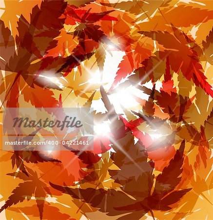 Autumn golden leafs abstract background with place for your text