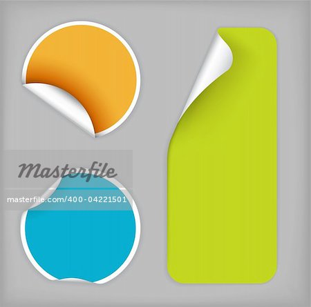 Set of fresh labels (vivid colors) on gray background  - see my portfolio for more labels