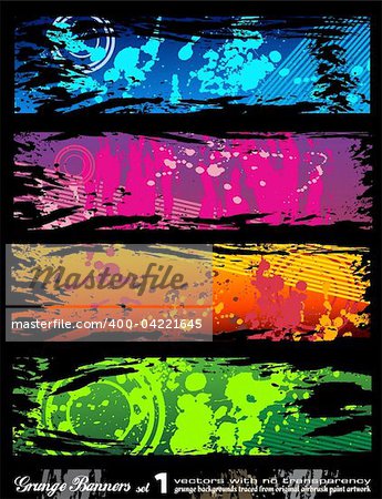 Abstract Urban Style Grunge Banners with rainbow colours