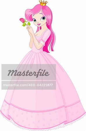 Illustration of beautiful  princess with rose