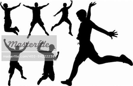 people jumping silhouettes - vector