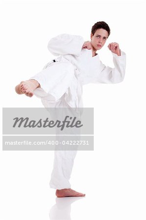kick ok martial art, isolated on a white background: - sports exercise