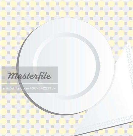 Vector illustration of a plate with napkin with copy space
