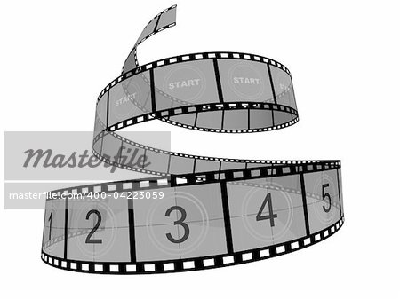 3d Film Strip. White background. Digitally Generated.