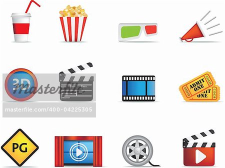 collection of icons based on cinema, film and movies