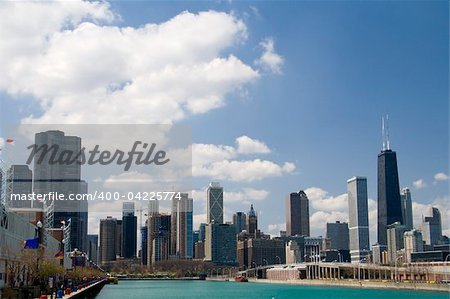 Chicago skyline, view from the shore of Lake Michigan