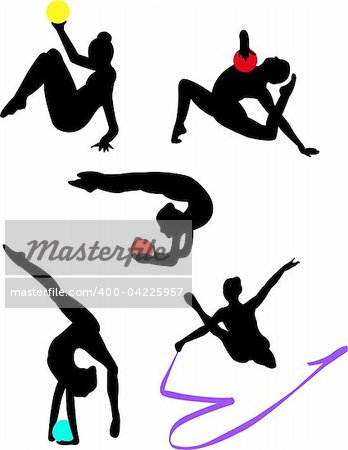 rhytmicals gymnastics silhouette - vector