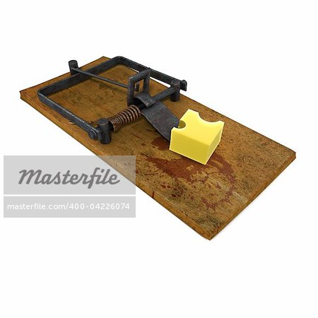 3d render of a mouse trap with cheese