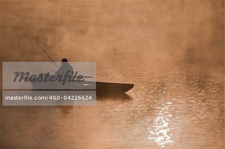 Fishing on the river in the morning