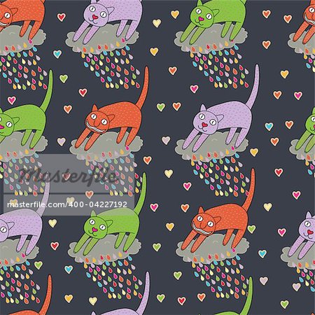 Cartoon r seamless pattern with cat