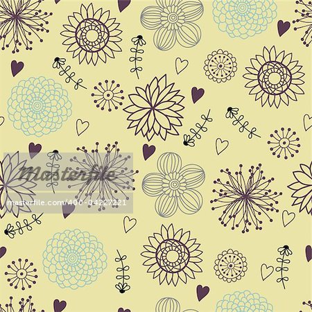 Colorful seamless pattern - abstract flowers