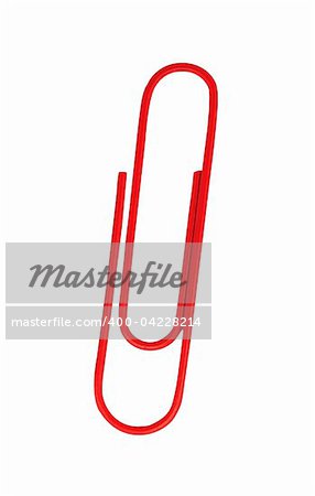 red paper clip isolated on white background