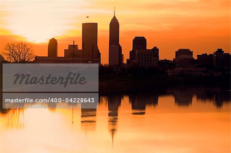 Morning silhouette of Indianapolis, Indiana, USA.