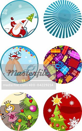 vector illustration of a christmas card set