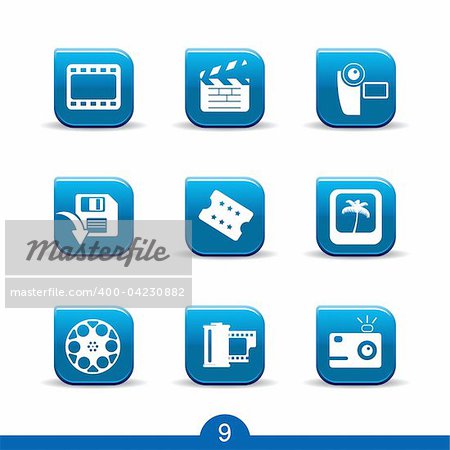 Set of nine movie and film web icons from series