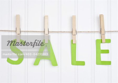 SALE on a Clothesline.  Holiday Concept.