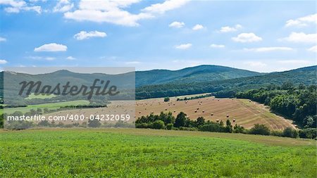 Beautiful environment and a field of straw packages