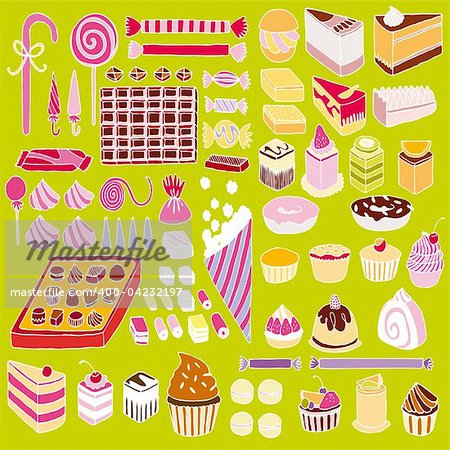 Set of vector sweets illustration