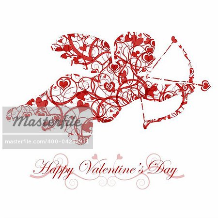 Valentine's Day Cupid with Bow and Heart Arrow Red