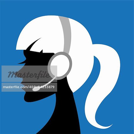 illustration of call center lady with headphone