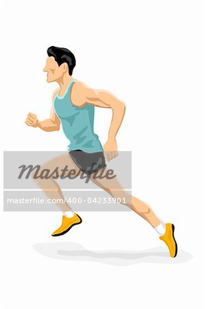 illustration of athlete running on white background