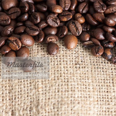 Background image of coffee beans and canvas