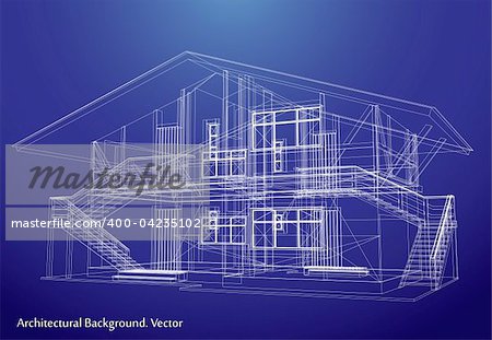 architecture blueprint of a house over a blue background